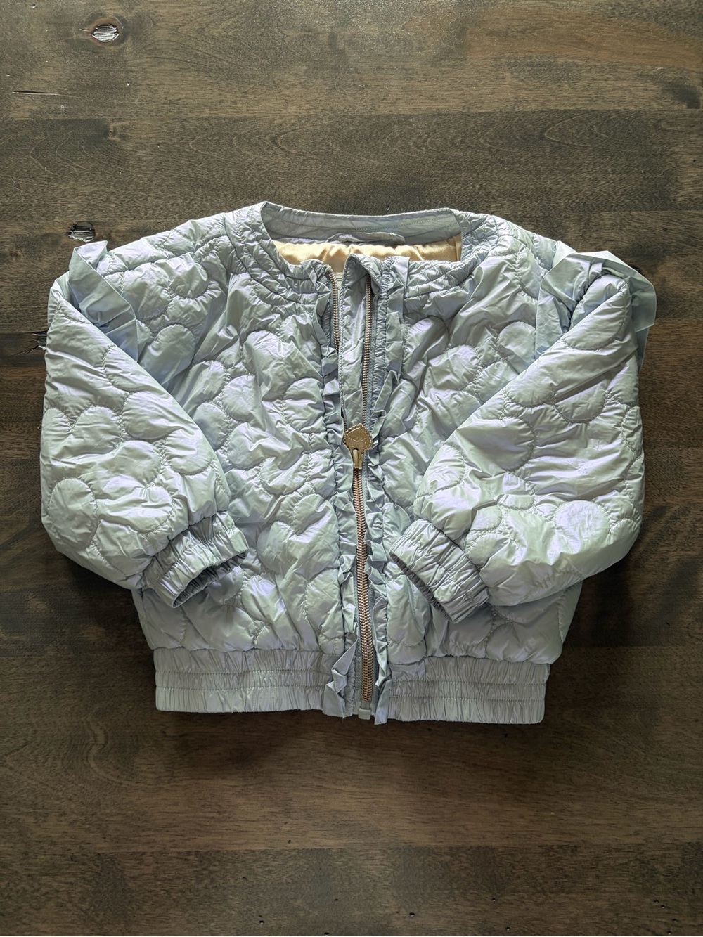 chic Iridescent Light Silver-Blue Quilted Jacket